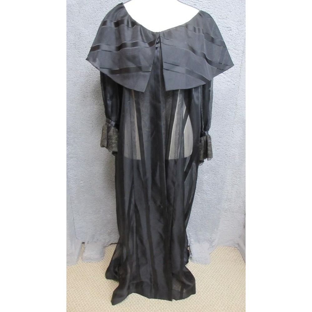Vintage Victorian Dress Womens L Sheer Stripe Lace Cuffs Capelet 1910s Romantic‎